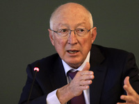 U.S. Ambassador to Mexico Ken Salazar, talks during  the meeting of the  Bicentennial Understanding: Review of the Action Plan and Installat...