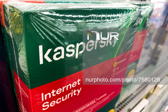 Kaspersky Internet Security software is seen at the store in Krakow, Poland on December 30, 2021. 