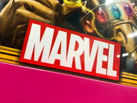 Marvel logo is seen on a product at the store in Krakow, Poland on December 30, 2021. (