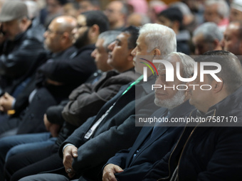 Palestinians attend a ceremony to commemorate the second anniversary of the killing in Iraq of top Iranian commander Qasem Soleimani in Gaza...