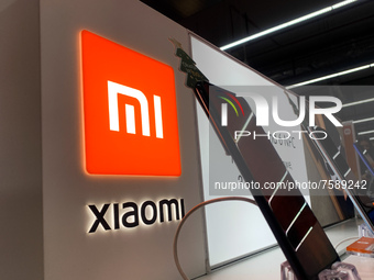 Xiaomi logo is seen at the store in Krakow, Poland on December 30, 2021. (