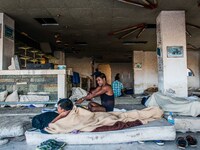 Refugges on 30th August 2015 in Hotel lobby of Kos Island, Greece.
Kos on the brink as Mediterranean refugee crisis continues with many boa...