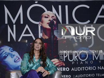 Spanish singer, Monica Naranjo, gestures while speak during a press conference, to promote her ‘Pure Minage, Piano and Voice’ tour at W Hote...