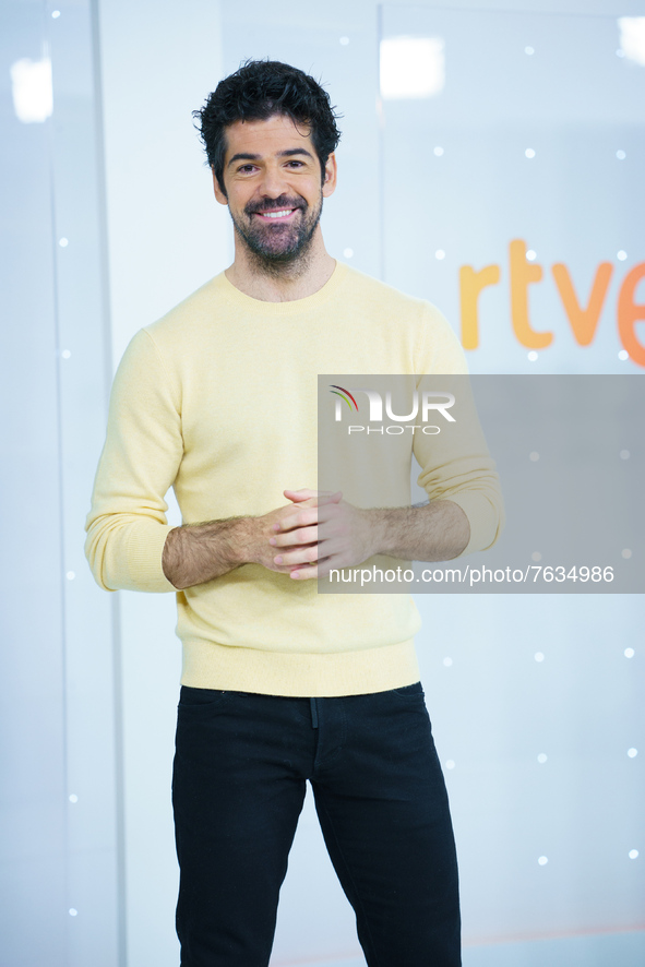 Actor Miguel Angel Munoz attends 'Sequia' photocall at the RTVE studios on January 14, 2022 in Madrid, Spain. 