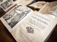 The Constitutions of the Free - Masons original seen in University of Poznan Library on January 14, 2022. (