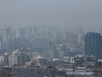 Heavy smog dragged Ukrainian capital city of Kyiv on 3rd September 2015, as a result of wildfires and peat fires in Kyiv region. (