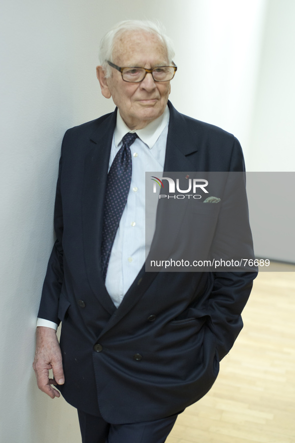 The fashion designer Pierre Cardin attends a conference at the French Institute of Madrid under the title 'The stage production of Pierre Ca...
