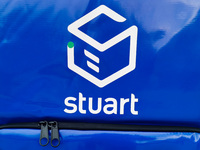 Stuart delivery courier is seen in Krakow, Poland. February 8, 2022. (