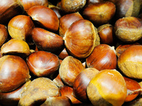 Chestnuts in supermarket in Krakow, Poland on February 9, 2022.  (