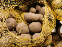 Potatoes in supermarket in Krakow, Poland on February 9, 2022.  (