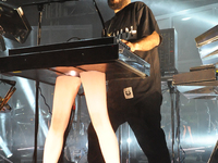 Patrick Gemayel aka 'P-Thugg' of Chromeo performs in concert at Stubb's on April 7, 2014 in Austin, Texas. (