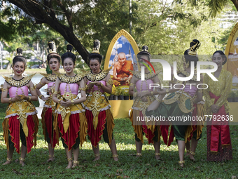 Traditional Thai dancers prepare to perform during the Thailand Tourism Festival 2022, Thai Government campaign new normal, COVID-free appro...