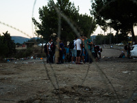 Immigrants wait in the Greek - Macedonia borders to enter Macedonia on Saturday 12, September 2015 in Idomeni, Kilkis province. The European...