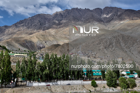 Buildings along the outskirts of the town of Kargil in Ladakh, Jammu and Kashmir, India. The town is the site of the infamous 1999  Kargil w...