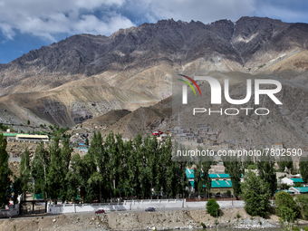 Buildings along the outskirts of the town of Kargil in Ladakh, Jammu and Kashmir, India. The town is the site of the infamous 1999  Kargil w...