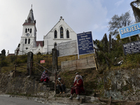 St. Andrews Church building is seen near Darjeeling mall, West Bengal, India, 22 February, 2022. Darjeeling mall is a famous place for touri...