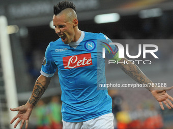Marek Hamsik of SSC Napoli celebrates after scoring during UEFA Europa League Group D match between SSC Napoli and Club Brugge at San Paolo...