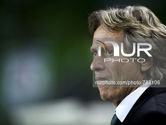 Sporting's coach Jorge Jesus looks on during the UEFA Europa League  football match between Sporting CP and Lokomotiv at Jose Alvalade  Stad...