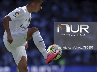 Real Madrid's Spanish forward Lucas Vazquez during the Spanish League 2015/16 match between Real Madrid and Granada, at Santiago Bernabeu St...