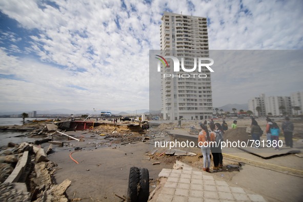 The City of Coquimbo in the coast of Chile was lashed by tsunami because of a powerful 8.3-magnitude earthquake which struck off Chile Wedne...