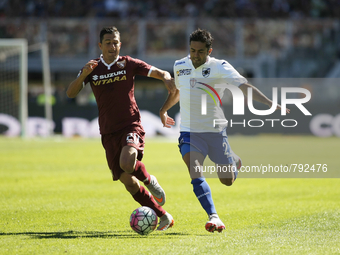 giuseppe vives and citadin eder during the seria A match  between torino fc and uc sampdoria at the olympic stadium of turin  on septeber 20...