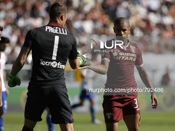 daniele padelli and bruno peres during the seria A match  between torino fc and uc sampdoria at the olympic stadium of turin  on septeber 20...
