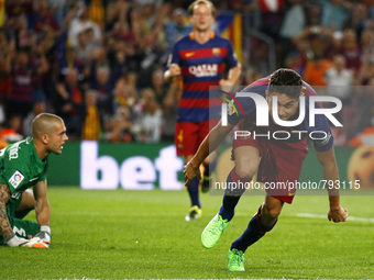 Marc Bartra celebration during the match between FC Barcelona and Levante, corresponding at the week 4 of the spanish league, played in the...