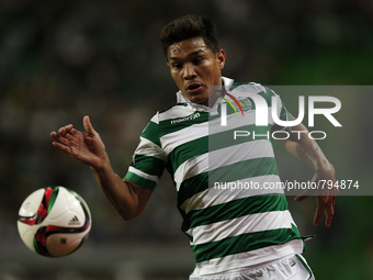 Sporting's forward Teofilo Gutierrez in action during the Portuguese League  football match between Sporting CP and CD Nacional at Jose Alva...