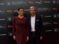 Mairianne Dumoulin and Imanol Arias on the red carpet at the film Eva No Duerme during the 63 San Sebastian Film Festival on September 21, 2...