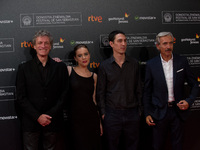 Pablo Aguero, Imanol Arias, Daniel Fanego and Sofia Brito on the red carpet at the film Eva No Duerme during the 63 San Sebastian Film Festi...