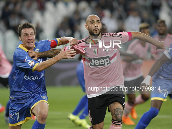 simone zaza and alessandro frara during the serie A match between juventus fc and frosinone calcio at juventus stadium  on september 23, 201...