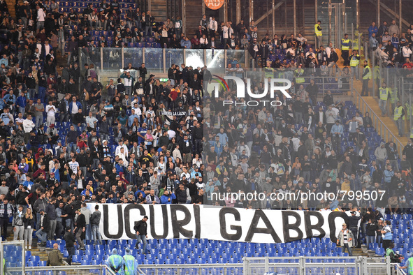 Lazio's supporters during the Italian Serie A match between SS Lazio and FC Genoa, at Stadio Olimpico in Rome on September 23, 2015.  