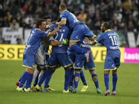 the exultation of frosinone team after the goal during the serie A match between juventus fc and frosinone calcio at juventus stadium  on se...