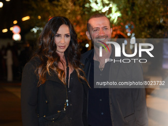 Gabriella Labate and Raf during the News Presentation of the film with Laura Pausini “Piacere di conoscerti” on April 05, 2022 at the Audito...