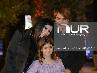 Laura Pausini with her partner Paolo Carta and their daughter Paola during the News Presentation of the film with Laura Pausini “Piacere di...