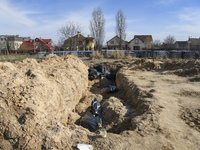 Mass grave of civilians killed by the Russian army, in Bucha city, which was the recaptured by the Ukrainian army, Kyiv area, Ukraine, 07 Ap...