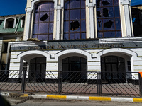 IRPIN, UKRAINE - APRIL 7, 2022 - The building of the University of State Fiscal Service shows damage after the liberation of the city from R...