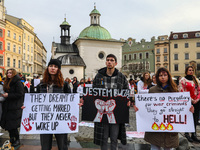 Ukrainian citizens and supporters attend a silent protest at the Main Square against the mass murder of Ukrainian civilians by the Russian s...