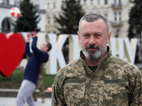 KYIV, UKRAINE - APRIL 12, 2022 - President of the Ukrainian National Teqball Federation, Ukraine's national teqball team coach, soldier of t...