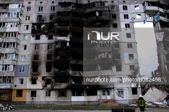 Buildings have been destroyed in urban Kyiv have been torn apart from the effects of the war in Ukraine. Officials say they expect to recove...