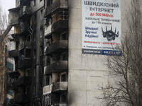 A burnt by Russian shelling building, amid Russia's Invasion of Ukraine, in Borodyanka, Kyiv region, Ukraine, April 13, 2022. (
