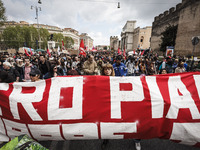 Rome, Italy – April 12, 2014: Protesters march during an anti-austerity demonstration in Rome. Thousands protesters, from all over the count...