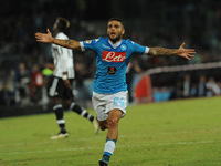 Lorenzo Insigne of SSC Napoli celebrates after scoring during the italian Serie A football match between SSC Napoli and Juventus FC at San P...