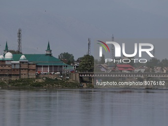 View of Jama Masjid along with River Jehlum in Sopore, Baramulla, Jammu and Kashmir, India on 15 April 2022. (
