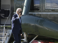 US President Joe Biden arrives to White House from Delaware today on April 11, 2022 at South Lawn/White House in Washington DC, USA. (