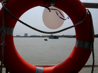 Ganga River in Kolkata, India on April 19,2022. (