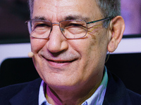 The Turkish writer Orhan Pamuk during a conference at the Matadero in Madrid on April 19, 2022. Spain (