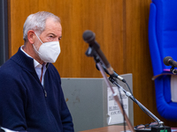 Former Civil Protection chief Guido Bertolaso during the trial of the Piazza Sagnotti social housing building in Amatrice, Italy, on APril 2...