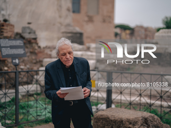  Director Abel Ferrara attends the reading of Gabriele Tinti's poems at Foro Romano on April 19, 2022 in Rome, Italy. (