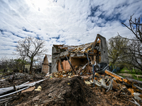 VESELIANKA, UKRAINE - APRIL 20, 2022 - A building destroyed by Russian troops is pictured in Veselianka, Zaporizhzhia Region, southeastern U...